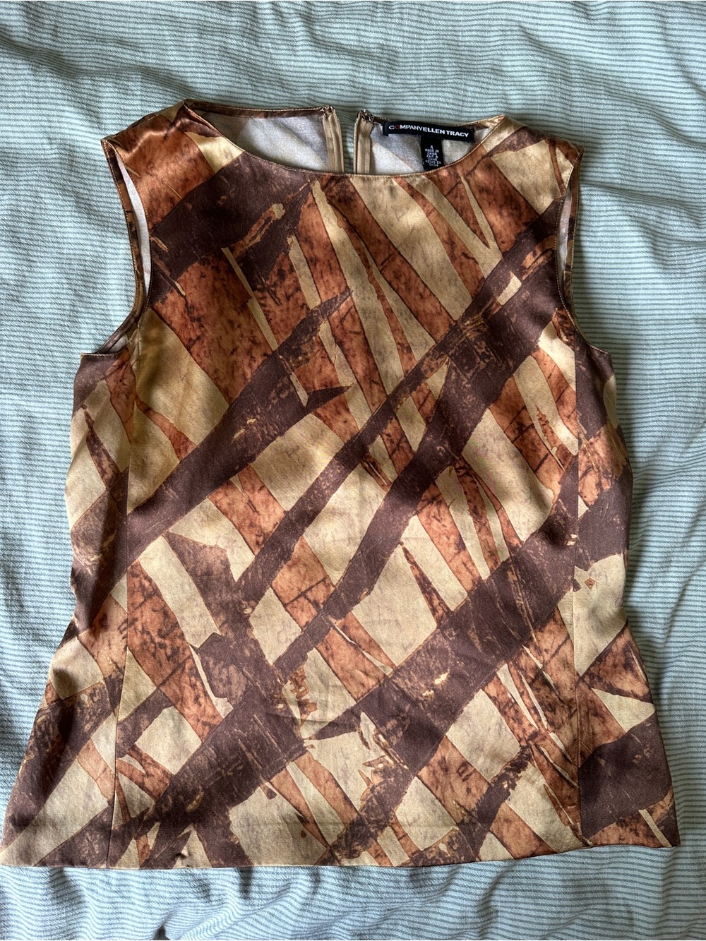 Ellen Tracy Silk Cotton Blend Sleeveless Top